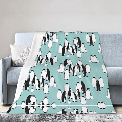 Flanelldecke mit niedlichem Pinguin-Druck, für alle Jahreszeiten, Klimaanlage, Überwurfdecke für Bett, Sofa