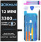 bokman for iPhone 12 Mini Battery Replacement, 3300mAh High Capacity Lithium Polymer Battery with All Tool Kits, compatible with A2176, A2398, A2399, A2400