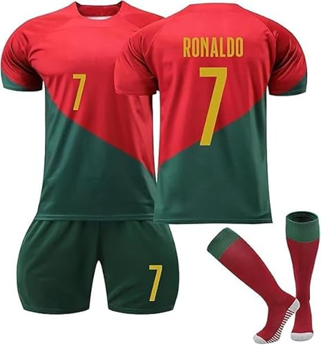 BOSSETY Trikot für Kinder und Erwachsene No.7 Fußball Trikot Heim/Auswärtstrikot Fussball Trikots Football Jersey Nr.7 Fußballtrikot Kinder, Shorts, Socken Fussball Set für Junge Herren Anzug