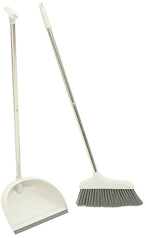 HIAKDOFT 1juego Escoba y Recogedor De Mango Kit De Limpieza para Hogar Escoba Resistente y Recogedor Conveniente para Esquinas y Pisos Material Duradero y Ergonómico