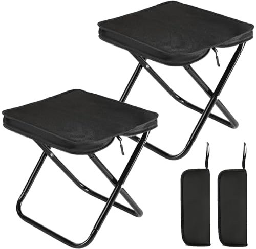 AUEJACKY Lot de 2 tabourets de Camping pliants Portables,Mini Tabourets de Camping Pliables,Tabouret de Camping,Tabouret de Pied D'extérieur,pour Voyage, pêche, Pique-Nique, Barbecue