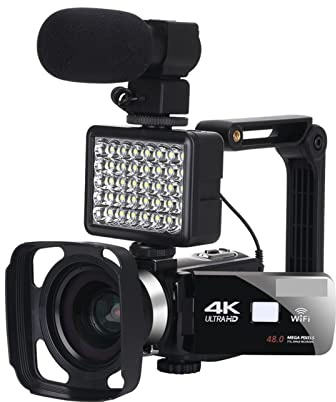 Videocamera, 4K Videocamera Videocamera dal vivo Stream Digital Camcorder Cappuccio Lente WiFi Fotocamera Night Vision Vlogging Camcorder Digital Camcorder Photography for la registrazione Vlog(No SD