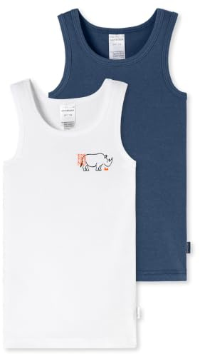 Schiesser Jungen 2 PACK Unterhemd Feinripp Bio Baumwolle Multipack - 100% Organic Cotton - Größe 92 bis 140