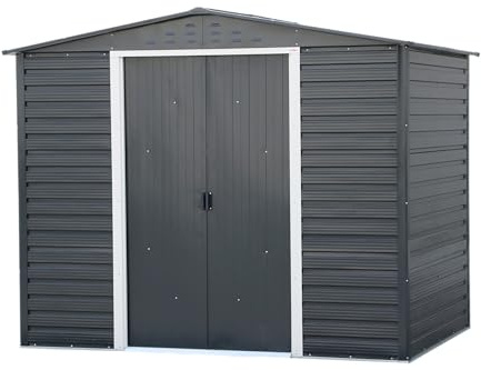 Duramax Alpine 8 x 6 (4,79 m²) Abri de Jardin en métal avec Base en métal, Acier galvanisé à Chaud, Structure de Toit renforcée, Abri de Jardin sans Entretien et résistant aux intempéries, Anthracite