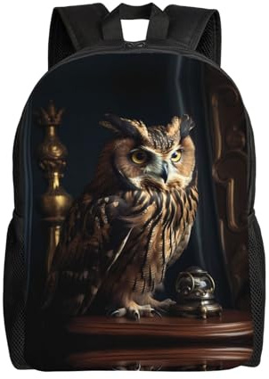 PHAYAH Rucksack mit Eule im Dunkeln, für Damen und Herren, lässiger Rucksack, Teenager, Jungen und Mädchen, 40,6 cm (16 Zoll), Laptop, Büchertasche, Reisen, Business