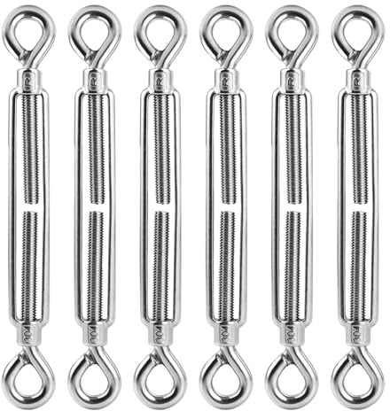 LOLYSIC 6 Stück M10 Spannschloss Edelstahl Seilspanner, drahtseil spanner Spannschlösser Verstellbare Öse Drahtspanner, Spannhaken für Sonnensegel Spanner Seilsystem Gartendraht Zaunspanner