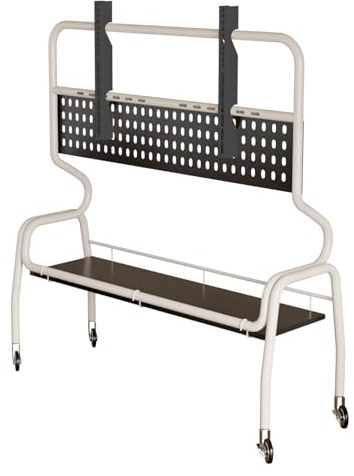 Mobiler TV-Ständer mit feststellbaren Rädern, höhenverstellbarer TV-Wagen mit AV-Regal für Schlafzimmer, Wohnzimmer, Büro – Universal-Boden-TV-Halterung