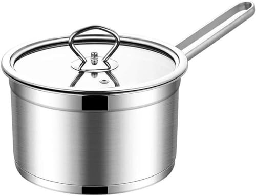 Stainless Steel Milk Pan with Glass Lid, Induction Compatible Deep Saucepan, Perfect for Cooking - 18cm & 20cm Diameter