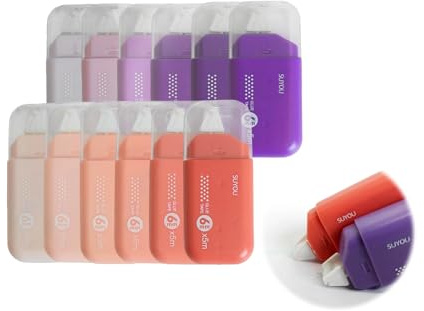 NETFLO 12 PCS Double Sided Craft Adhesive Roller 6mmx5m Craft Glue Tape | for Scrapbooks Card Making Handmade Journals Envelopes and Photographs (Gradient Purple and Gradient Pink )