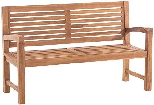 DELUKE Gartenbank Teakbank DAGAD Holz Teak 150x59x92 cm | Holzbank 150 cm Gartenbank Sitzbank Mit Lehne Wetterfest Bank Garten Terrasse