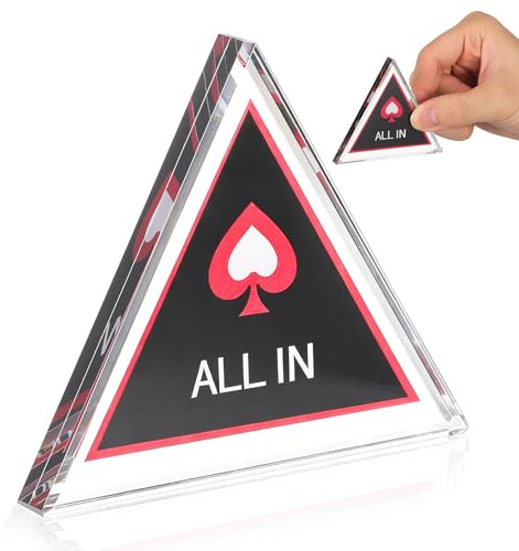 Schwarz Weiß aus Glas, Dreieckiger Button, Weihnachten Geschenkideen | Doppelte Glasschicht, Glatte Oberfläche, 1 Stück, für Poker Tische, Kartenstapel und Turniere, Stilvoll