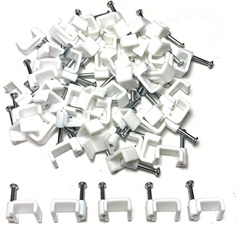 Attaches en plastique blanc pour câble électrique avec câble, clips, câble, téléphone, télévision par Internet 50 pièces 10 mm