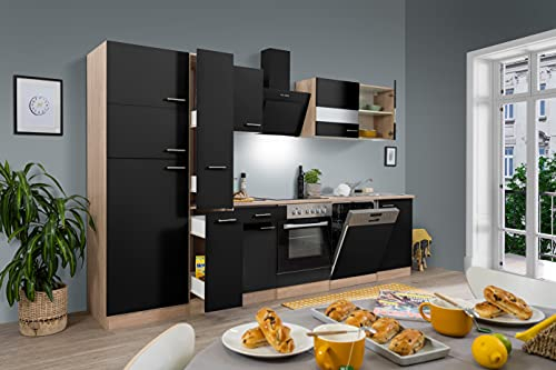 respekta Bloc de cuisine encastrable en chêne noir merle 310 cm