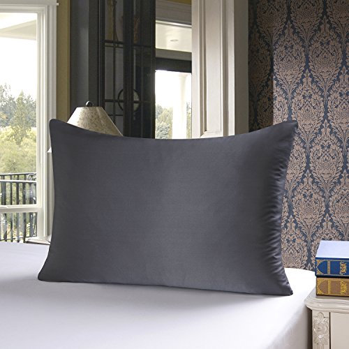 townssilk Taie d'oreiller en Soie, 100% Soie de mûrier Naturelle 19 Momme, Deux Faces en Soie, certifiée Oeko-Tex, Douce pour la Peau et Les Cheveux, 1 unité,50x75cm,Gris Foncé