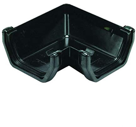 Pack of 2 - FLOPLAST 114mm Square Gutter 90 Degree Angle - Black