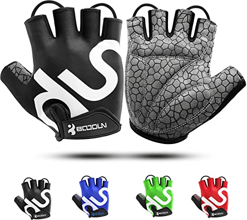 KONVINIT Fahrradhandschuhe Herren Sommer MTB Handschuhe Halbfinger Radhandschuhe für Rennrad und Mountainbike Fahrrad Handschuhe Freizeit für Männer und Damen,Black L