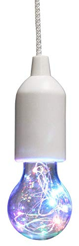 Global Gizmos LED Bulb on a Rope Multi Coloured Pull Light, White