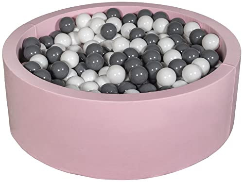 Velinda Bällebad Ballpool Kugelbad Bällchenbad Bällchenpool Kinder-Pool+450 Bällen rosa (Farbe der Bälle: weiß,grau)