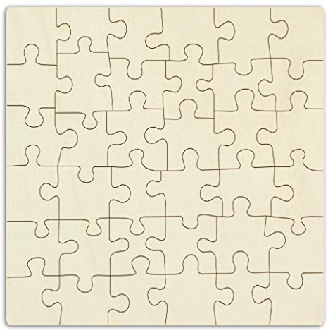 Holz-Puzzle zum Selbstgestalten und verzieren - 36 Teile, ca. 20 x 20 cm - personalisierbares Puzzle aus Schichtholz