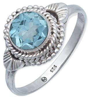 mantraroma Ring Silber 925 Damen blau Topas Edelstein blau ausgefallen verspielt
