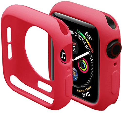 Miimall Mimall Funda Compatible con Apple Watch Series SE/6/5/4 44mm, Bumper Case Anticaída para iWatch, Suave Flexible TPU Funda Protectora Slim para Apple Watch Series SE/6/5/4 44mm - Rojo