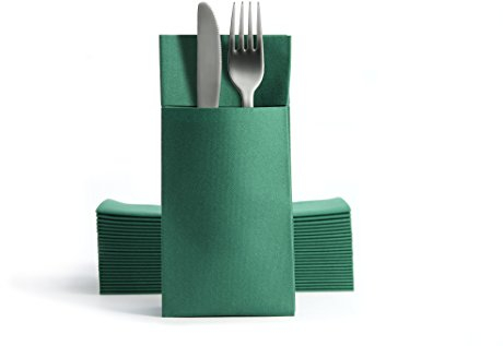 Alvotex CHIC Airlaid 50 Besteckservietten Bestecktaschen, Stoffähnlich, hochwertige Einwegserviette, 39x40cm, Grün