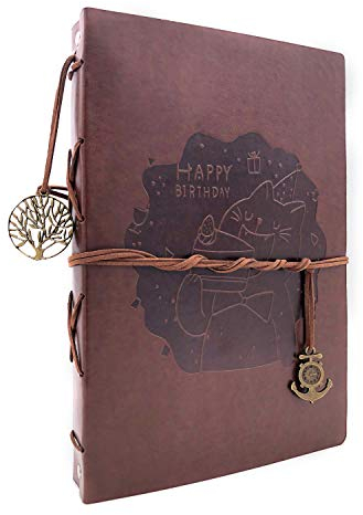 ThxMadam Leder Selbstgestalten Fotoalbum Scrapbook Album Foto Buch Geburtstag Gästebuch Vintage Fotobuch 30 Schwarze Seiten + 30 Kraftpapier für Geburtstag Geschenk für Mutter Frau Mann Freund