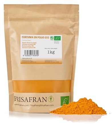FRISAFRAN | BIO Kurkuma Pulver | Gelbwurz gemahlen | 1kg | Hochwertige Kurkumawurzel aus Indien | Kurkuma Bio | Golden Kurkuma | Kurkuma Achterhof Pulver | Kurkuma Gewürz | Kurkuma | Natürlich bio