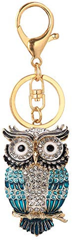 HEYU Schlüsselanhänger mit künstlichem Eulen-Diamanten, Anhänger, Tier-Anhänger, Blau