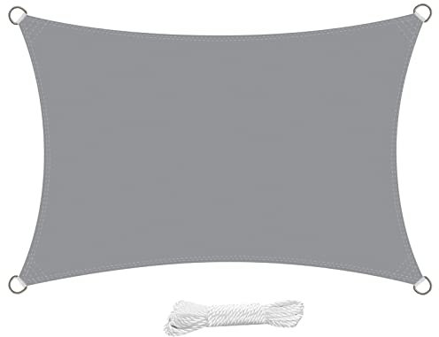 Swift - Toldo Rectangular Impermeable de poliéster PES, 98% Anti UV, 4x5 m, para jardín, terraza con Cuerdas Libres, Gris Claro