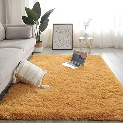 YUANBIAO Langflor Teppiche 50x160cm Teppich Kunstfell Super Soft Anti-Rutsch Flauschig Pflegeleicht Trendige ​Farben für Wohnzimmer Schlafzimmer Flur Küche, Orange
