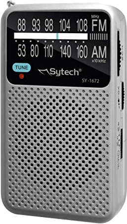 Sytech Am-FM-Taschenradio, Lautsprecher, vertikal, Silber