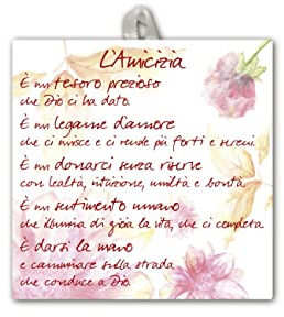 Fratelli Bonella | Fliese mit inspirierendem Spruch über die Freundschaft mit Geschenkbox 10 x 10 cm | Made in Italy