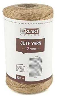 D.RECT 100m Yute Natural Marrón Envolver Regalos/Cuerda Decorativa/1,2mm de Grosor/para: Embalaje, Bricolaje, Floristería, Decoración, Jute Yarn, 100 m, 800155