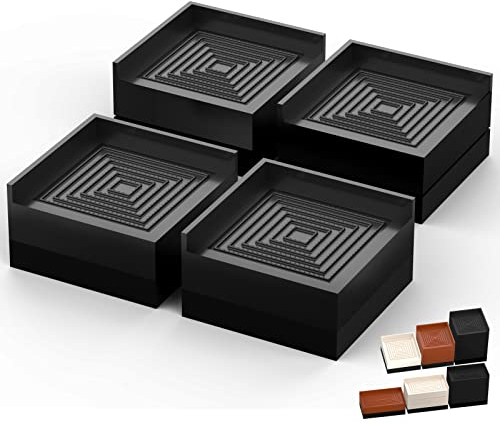Tclouda Möbelerhöhungen, Bett/Sofa/Schreibtisch/Tisch/Stuhlbein/Kühlschrank hebt sich auf 3.8 cm, 7.6 cm und 10.2 cm, 3.8 cm, schwarz-quadratisch