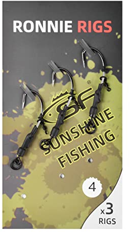 SF Ronnie Rig Carping Angeln Spinner Rig 12 mm Micro Swivel Größe 8 Ring Drehgelenk #4 ohne Widerhaken, 3 Stück/Packung