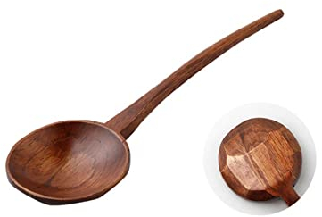 Moisture Juego de Cucharas a Granel Cuchara de Madera de Estilo japonés Cuchara de Sopa Sopa for el hogar Mango Largo Retro de Madera Cocina Grande Ramen Cuchara Cucharas para Comer (Color : A)