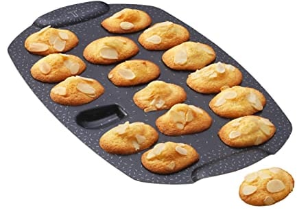 Tefal Moule gâteau 16 mini madeleines, Revêtement antiadhésif, Aluminium recyclé et recyclable, Pâtisserie bien dorée, Fabriqué en France, PerfectBake Mini J5734802