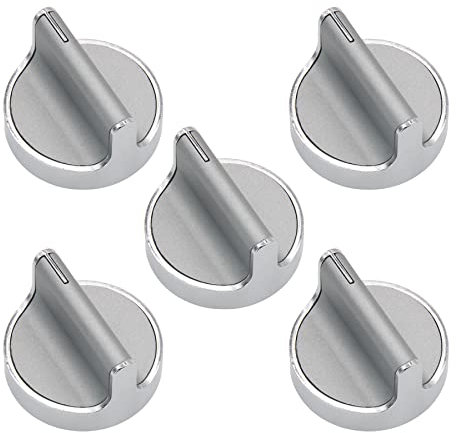 (5 PCS) W10594481 Range oven Stove Control Knob Stainless Steel Compaitble with Whirl-Pool AP6023301 PS11756643 3281332 WCG97US0DS00 WCG97US6DS00Z