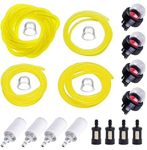 HUAZIZ 20 Pezzi Tubi Del Carburante Set, 1,5m Tubi Flessibili Del Carburante, Filtro Benzina, Lampadina Primer, 2 x 3mm 2,5 x 5mm 3 x 5,5 mm Tubo Flessibile, per Decespugliatore, Motosega
