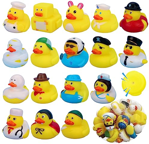 Badewannenspielzeug Baby,Forreen 17 Stück Badeente Lustig Sommer Thema Bunt Gummi Badeenten Quietschen Bade Enten Niedlich Badespielzeug für Baby-Duschen, Strände, Schwimmbäder, Badewannen