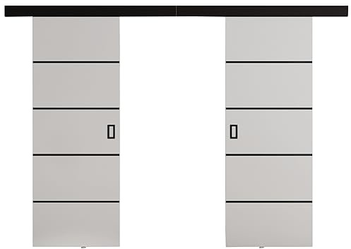 KIER FURNITURE Türen Werdi Duo 132 Moderne Schiebetüren - Wandschiebetür - Universal Links und Rechts - Metallschiebesystem - Robust, Haltbar - Stabil, Langlebig - Weiß B132xH205xT1,6 cm
