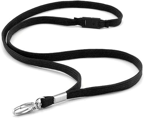 CKB LTD Premium Lanyards Umhängeband mit Breakaway und Drehgelenk Metall Clip für Ausweishalter Lanyard Einfarbig Schwarz Packung mit 20