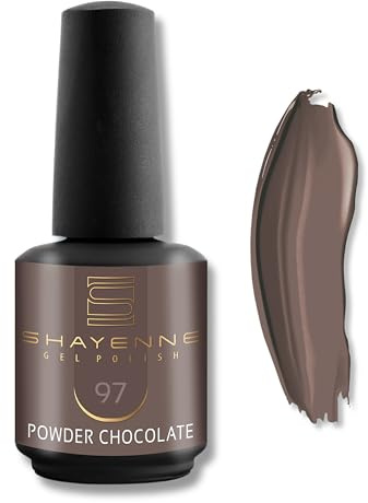SHAYENNE UV LED Gel Nagellack 15ml - 97 Powder Chocolate Braun - Made in Germany - UV Lack für Gel Nägel & Langanhaltendes Nageldesign - Studio Qualität