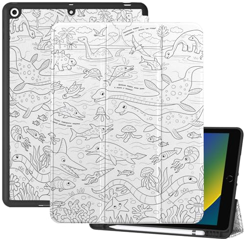 Deokke Kompatibel mit iPad 25,9 cm (10,2 Zoll), 9. / 8. / 7. Generation (2021/2020/2019) mit Stifthalter, weiche TPU-Rückseite, automatische Sleep/Wake-Abdeckung, niedlich, ästhetisch für Mädchen und