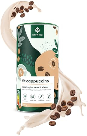 Natural Mojo Fit Cappuccino Shake - Substitut de repas végétarien avec nutriments précieux, protéines et superaliments - Pour une alimentation consciente au goût cappuccino