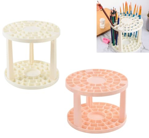 XiaZhiZhen Pinselhalter 2 Stück Pinselständer Stiftehalter Pinsel-Organisator, Pinselhalterhalter Kunststoff Pinselhalter-Organisator(Weiß, Rosa)