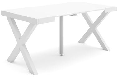 Skraut Home | Table Console Extensible | Console Meuble | 160 | pour 8 Personnes | Pieds Bois Massif | Style Moderne | Blanc