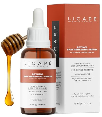 Licape® Gesichtsserum Anti Aging mit Retinol | 30ml | Strahlender Teint | Feuchtigkeitsspendend & aufhellend | Reduziert Falten & Pigmentflecken | Gesichtspflege