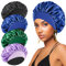 4PCS Silk Bonnet for Sleeping - Hair Satin Bonnets for Black Women Men,Hair Wrap Cap for Curly Hair,Elastic Wide Band Hair Bonnet Shower Cap for Sleeping (Black & Sapphire Blue & Green & Purple)